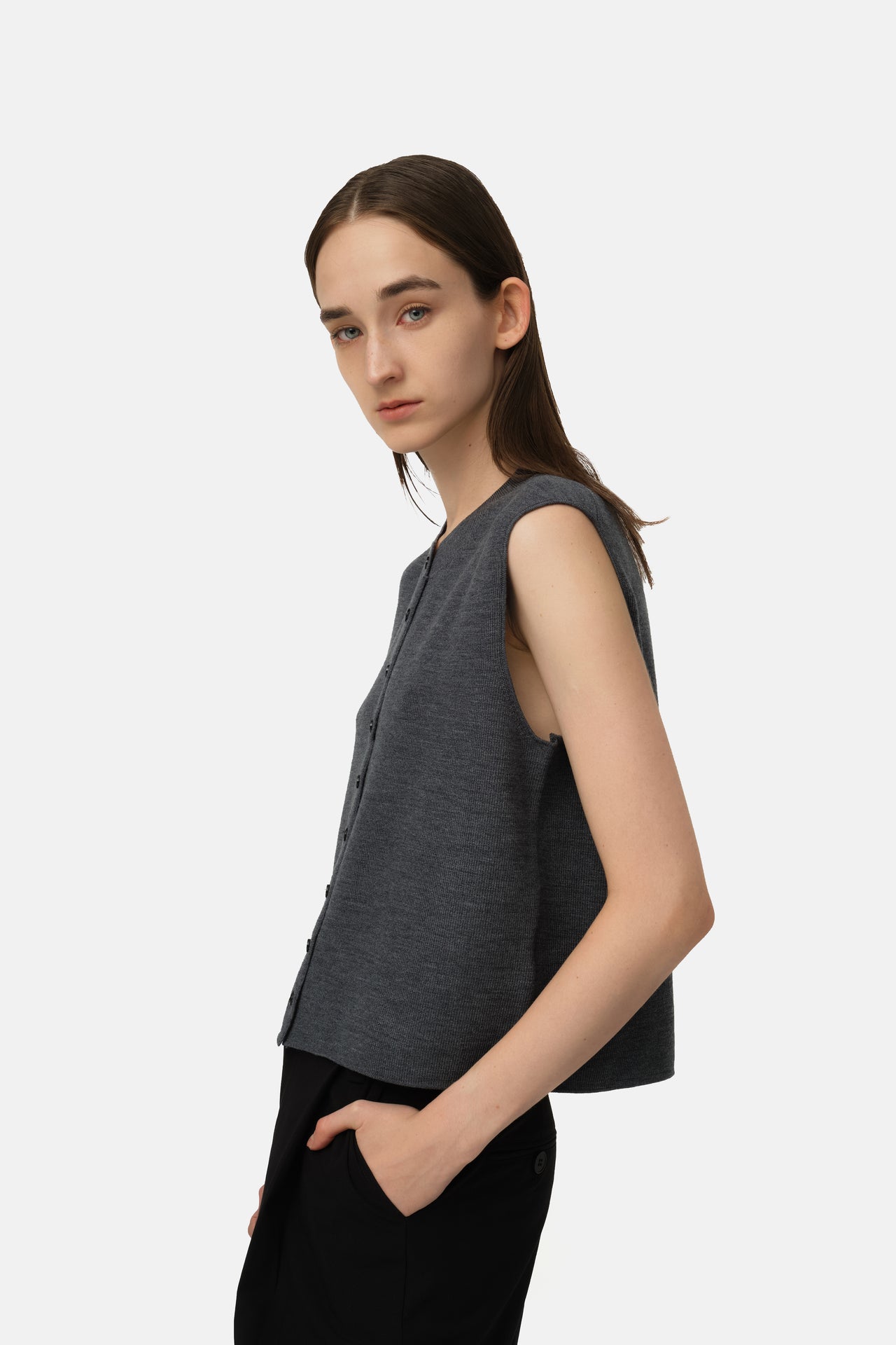 Aura Knit Vest - Charcoal